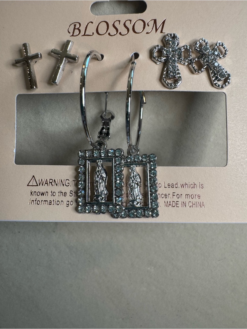 NWT Blossom 3pk Silver Cross Earring Set